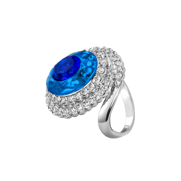 海心-·-蓝宝石围钻戒指