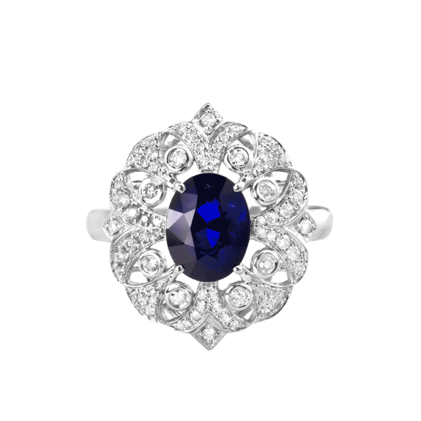 卢浮印象-·-蓝宝石镶钻戒指
